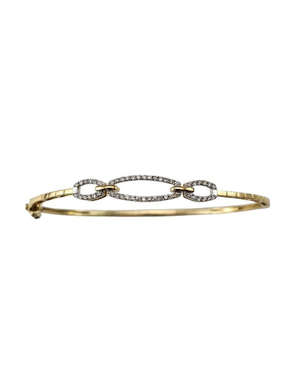 14K Yellow and White Gold Oval Diamond Bangle Bracelet #24363